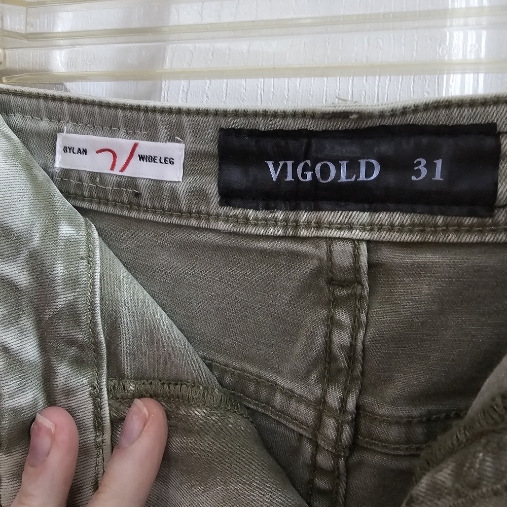 Vigoss Green Wide-Leg Denim Jeans Size 31 - Picture 2 of 8